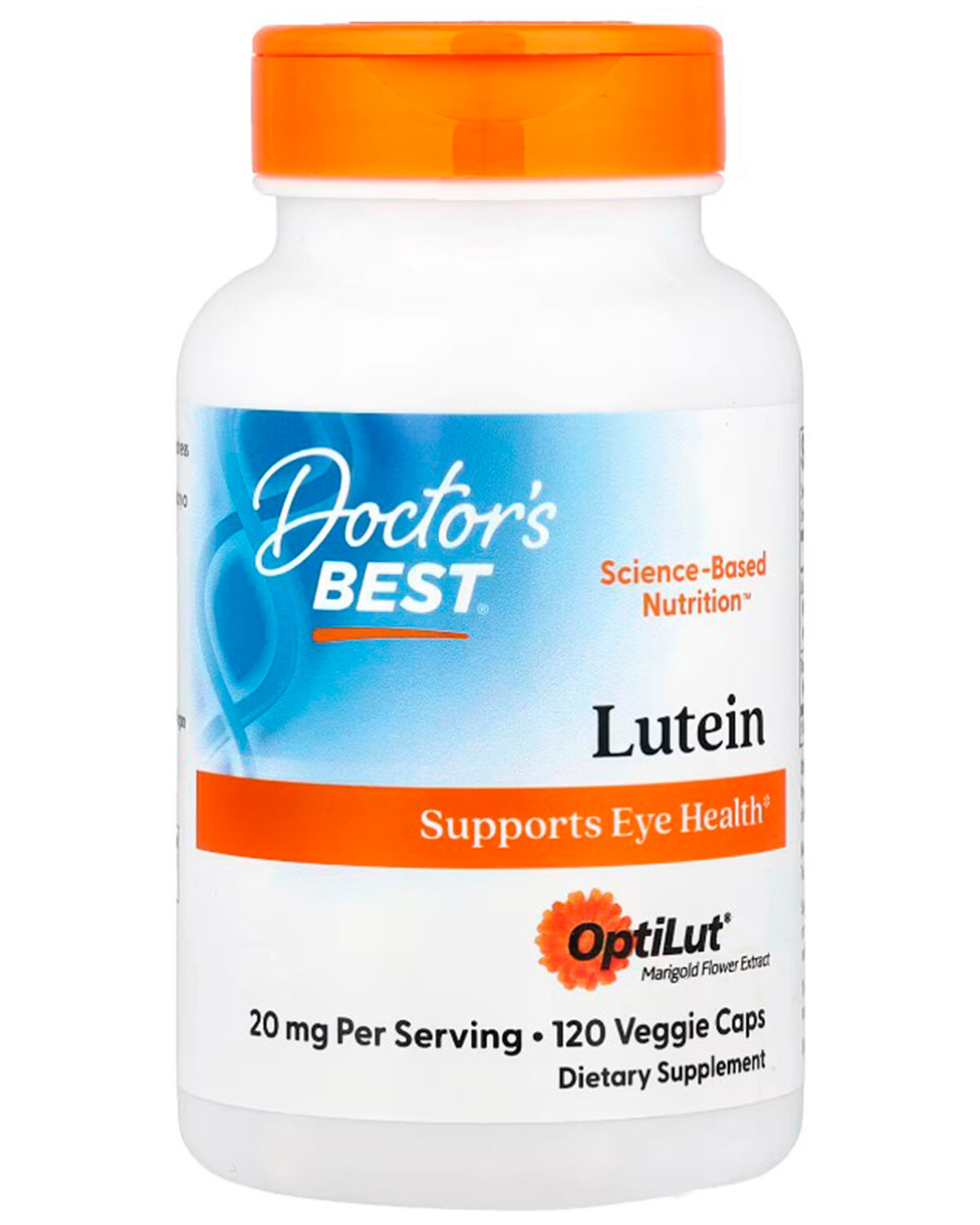 Doctor's Best, лютеин из OptiLut, премиальная поддержка здоровья глаз, 120 растительных капсул