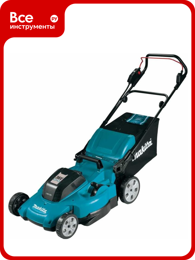 Газонокосилка аккумуляторная Makita LXT 2x18 В  860 Вт  дека 53 см  70 л  4в1 XPT  2xBL1850B DC18SH  DLM538CT2