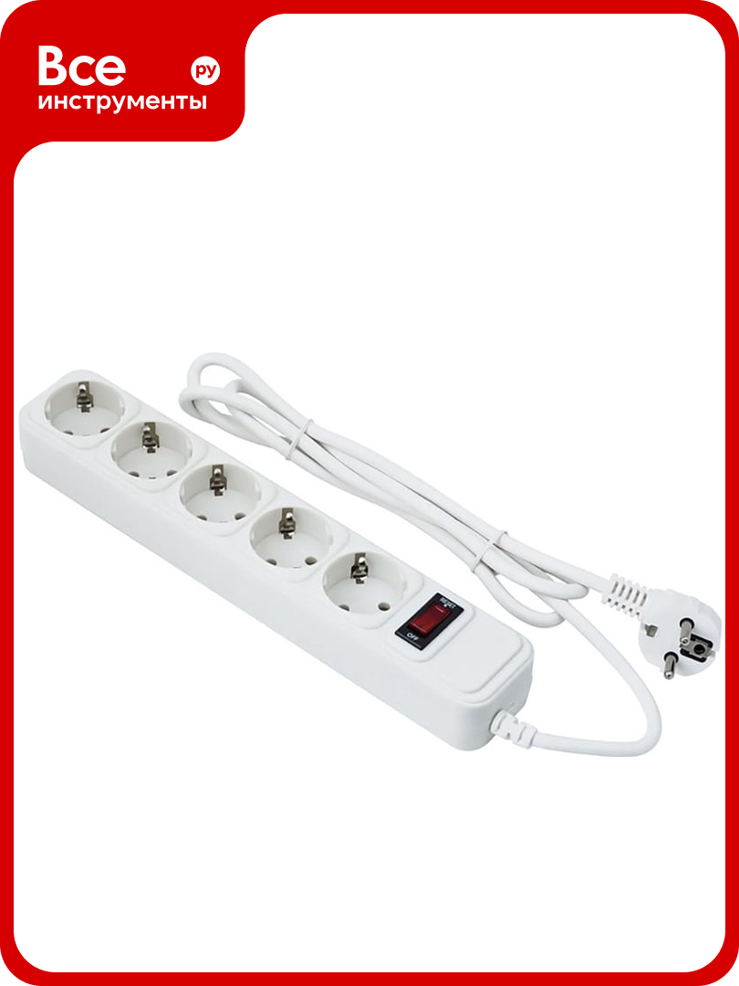 Сетевой фильтр ExeGate SP-5-10W 5евро с заземлением 10м выключатель с подсвет белый 279182