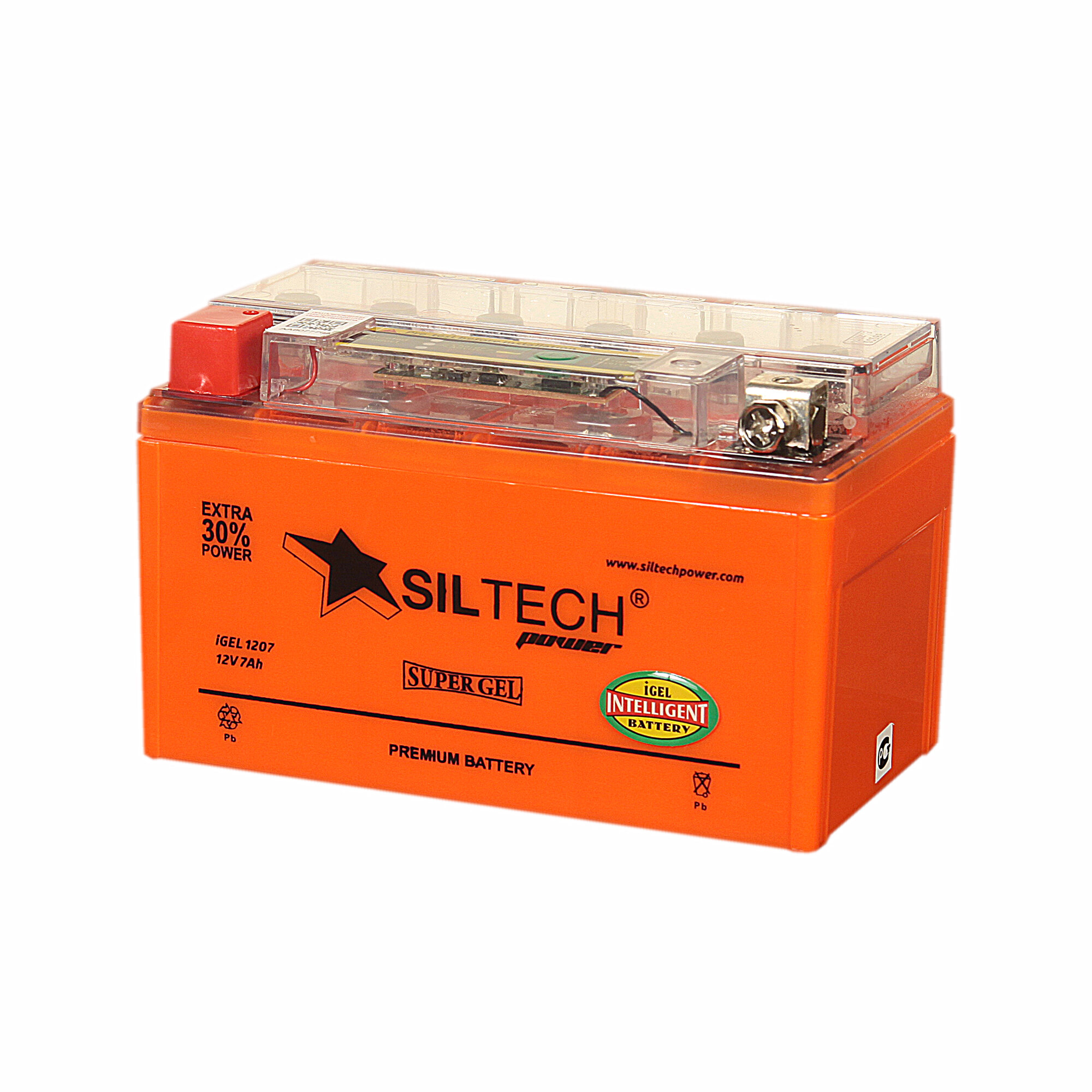 Мотоаккумулятор SILTECH GEL1207 12V7AH п. п. (YTX7A-BS) оранжевый  гелевый