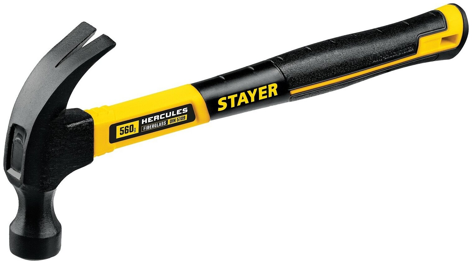 STAYER Hercules 560 г молоток-гвоздодёр столярный с фиберглассовой рукояткой Professional (2026-560)