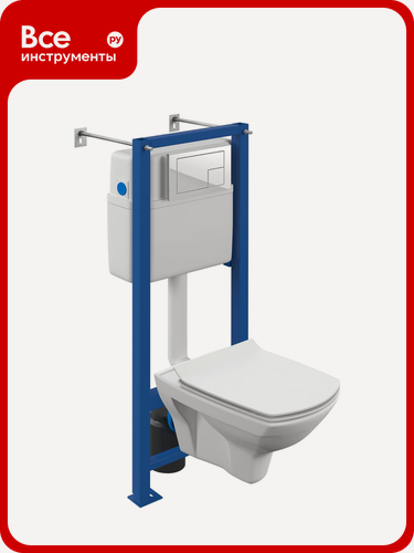 Изображение товара Комплект Cersanit CARINA XL CO DPL EO slim инсталляция VECTOR, кнопка CORNER, пластик белый 64119