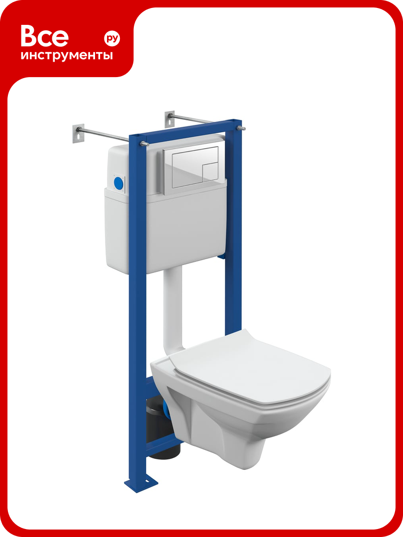 Комплект Cersanit CARINA XL CO DPL EO slim инсталляция VECTOR кнопка CORNER пластик белый 64119