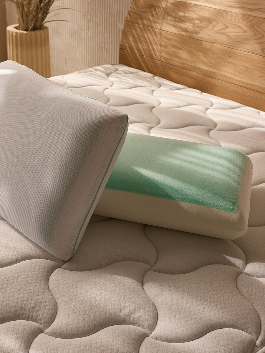 Подушка анатомическая Askona (Аскона) Ecogel Classic Green, охлаждающая, 40 x 60 x 14 см — фото 1