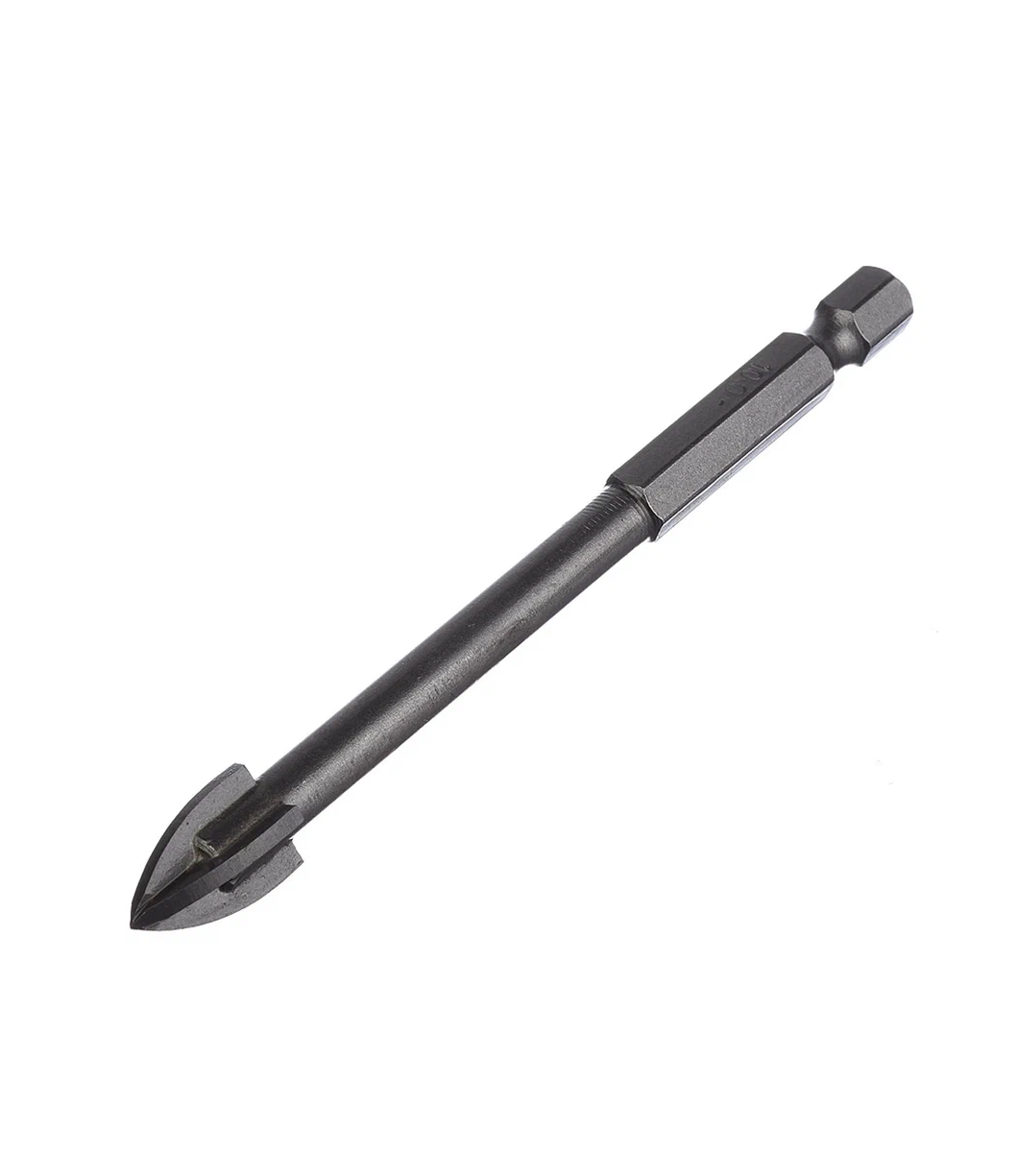 Сверло по стеклу и керамике VertexTools 4 мм четырехгранное сверло с шестигранным хвостовиком твердосплавное ВК6Х