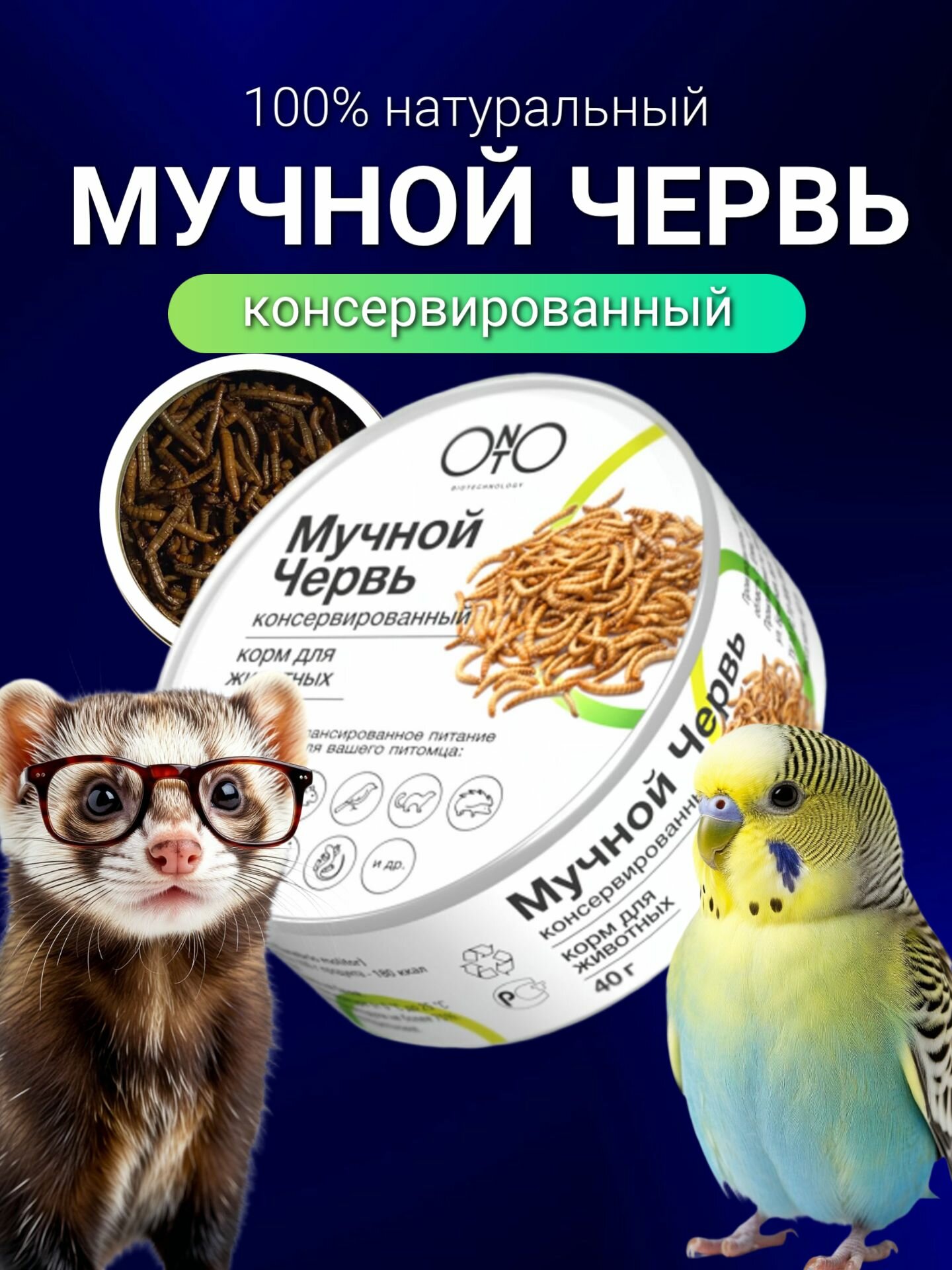 Мучной червь корм консервированный для грызунов и рептилий 40г