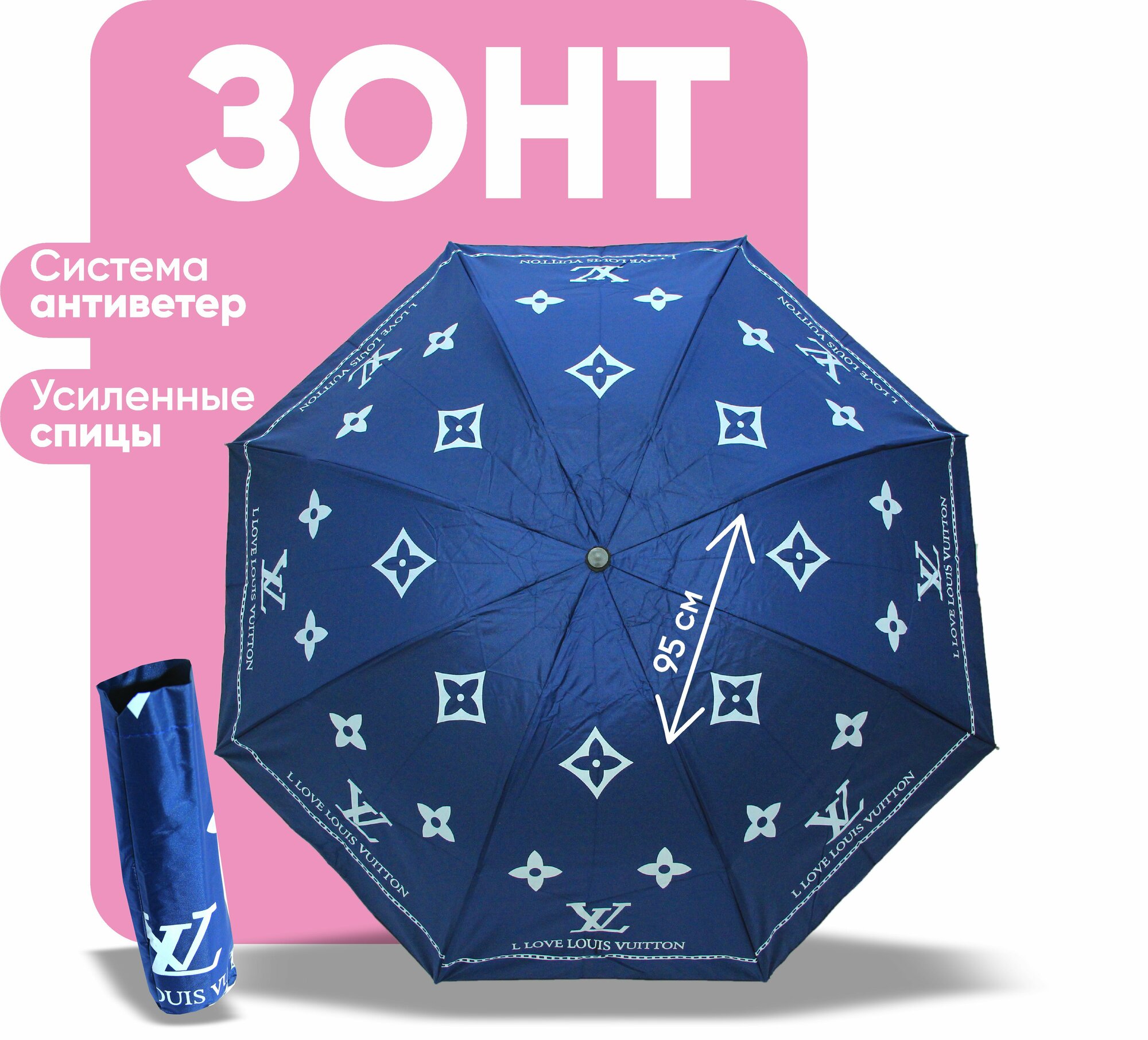Зонт-трость , темно-синий
