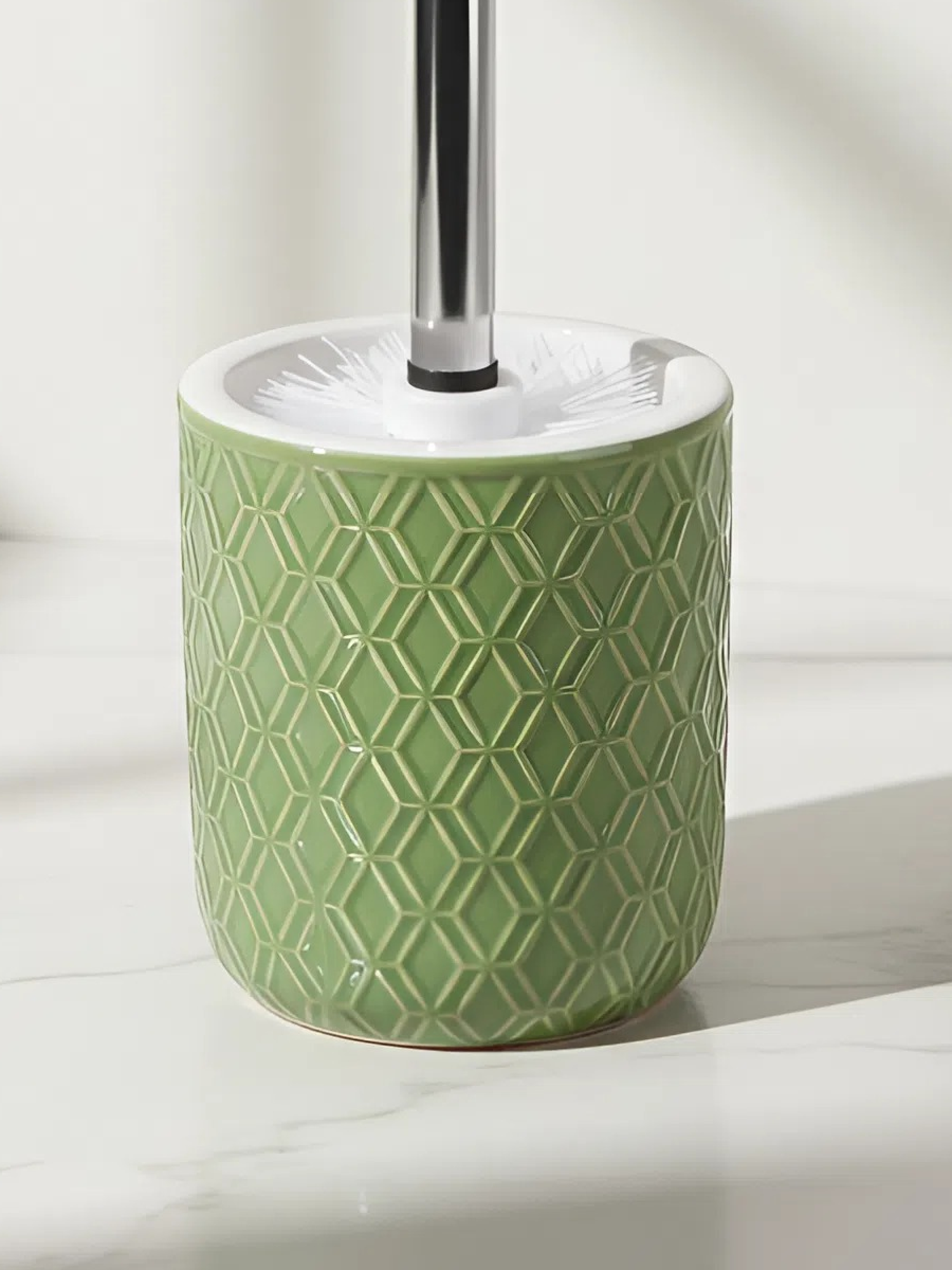 Ершик для унитаза напольный PERFECTO LINEA Oasis с подставкой 35-757004 зеленый — фото 1