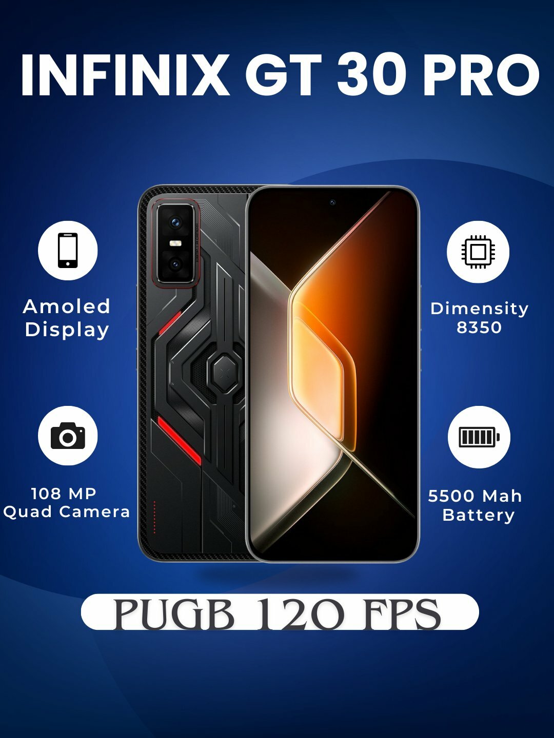 Смартфон Infinix GT30 Pro, 12 + 12 ГБ, 256 ГБ, AMOLED, 144 Гц, 120 FPS, 5500 мА·ч