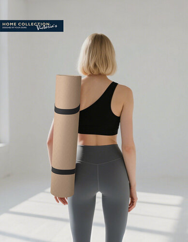 Изображение товара Спортивный коврик для йоги, фитнеса и пилатеса, 58 х 173 см с резинками, бежевый