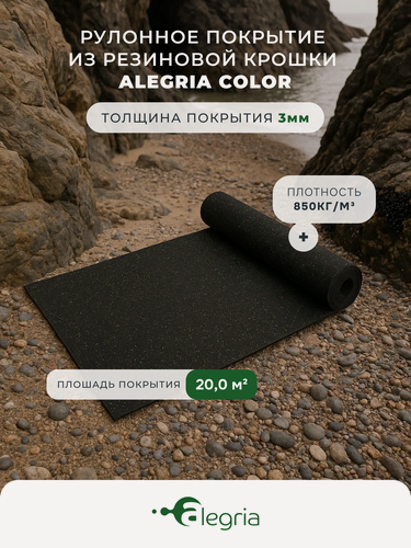 Изображение товара Резиновое покрытие Color 850 20х1м, толщина 3мм, черный с зелеными вкраплениями
