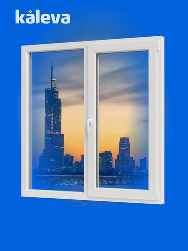 Изображение товара Окно Kaleva 90х100 2-створчатое глухая и поворот-откидная правая двухкамерный стеклопакет с энергосберегающим напылением
