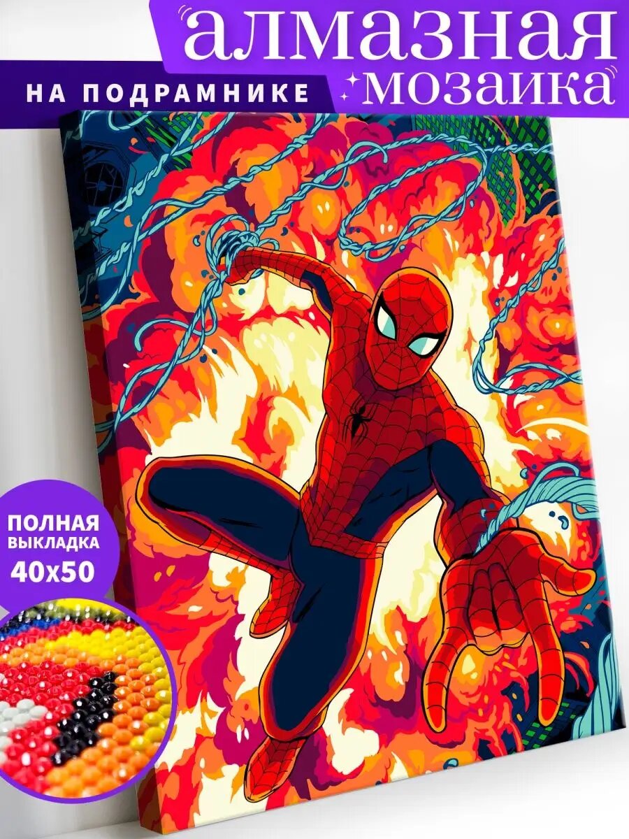 Алмазная мозаика на подрамнике 40х50 см "Человек-паук Marvel"