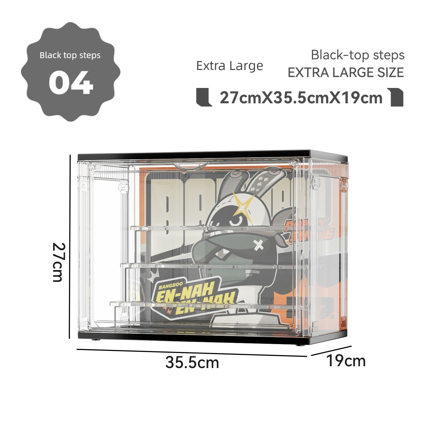 Стенд для коллекции Pop Mart Zenless Zone Zero Bangbu Party - черно-прозрачный ступенчатый большой размер с шагом и