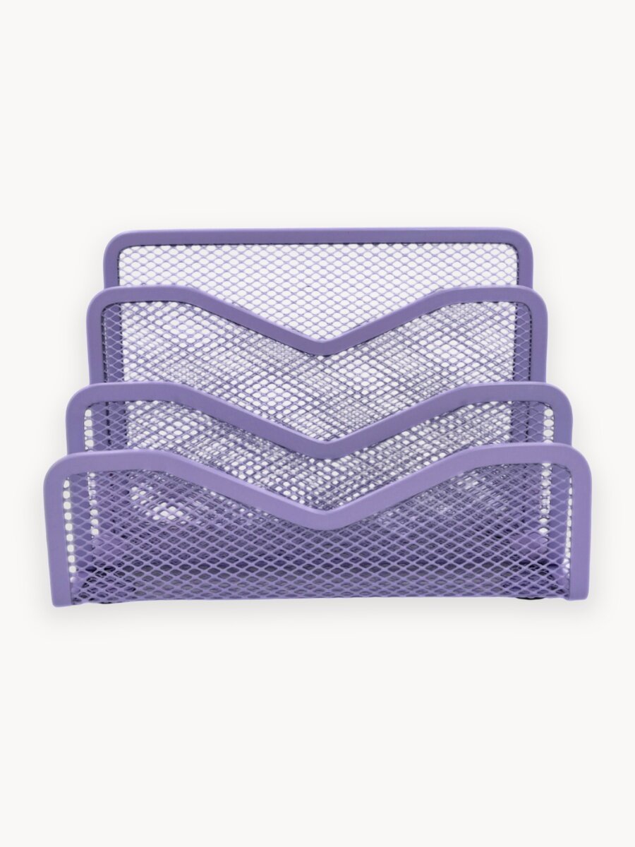 Подставка для документов, бумаг и писем Axler, офисная, металлическая 3 отделения, фиолетовая