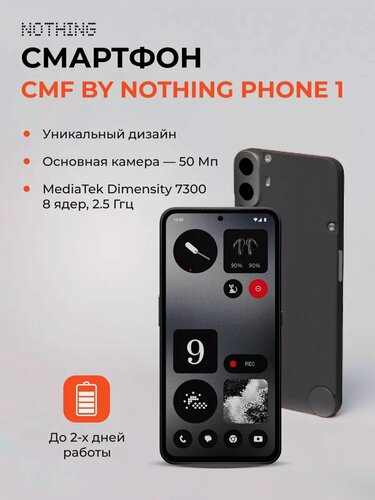 Изображение товара Смартфон CMF by NOTHING Phone 1 8+128 Black