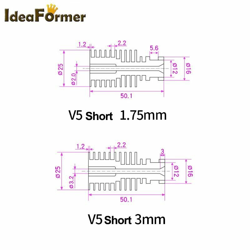 Радиатор IdeaFormer E3D V5 для 3D-принтера Short 175mm — фото 1
