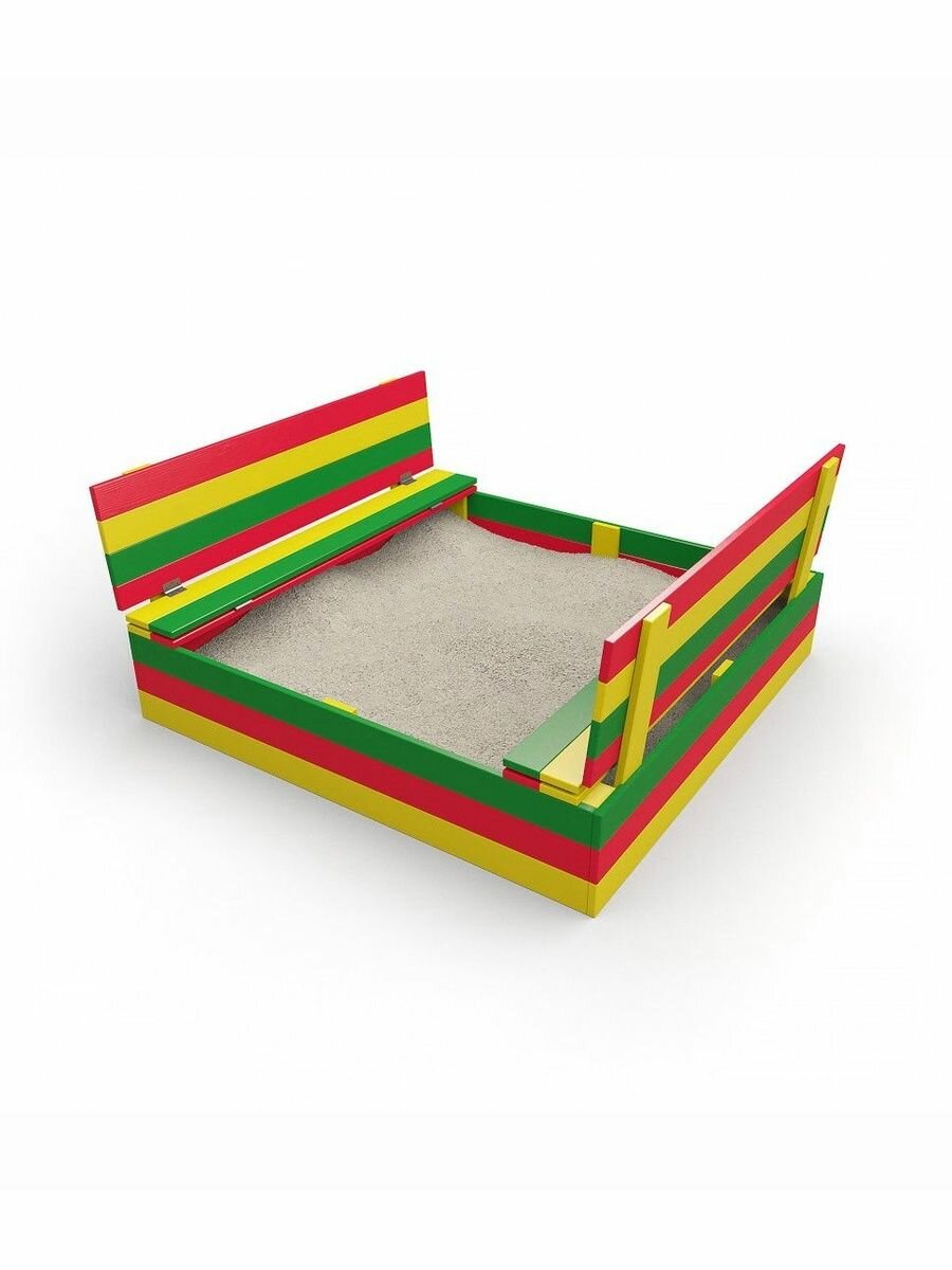 Песочница Выше Всех Ладушки с крышкой 165х150см цветная / детская песочница на дачу