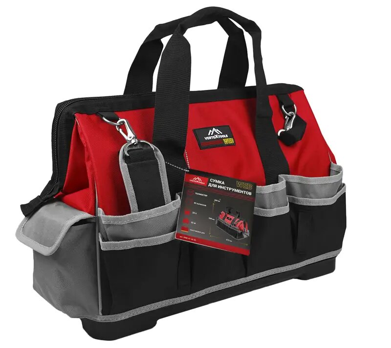 Сумка для инструментов Vertextools 0908-47-26-33 475x260x330 мм, ткань - фото №1