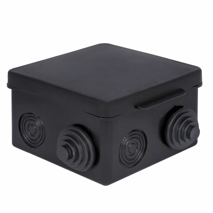 EKF Коробка распределительная КМР-030-031 с крышкой (80х80х50) 7 мембр. вводов чёрная IP54 розн. стикер plc-kmr-030-031-2b