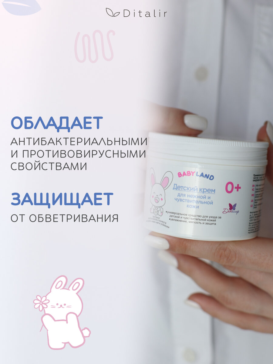 Детское Масло Для Тела Детский крем для нежной и чувствительной кожи BABYLAND 0+ 140 г.