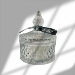 Свеча ароматическая с запахом "Ветивер, лимон, бергамот" (Vetiver, Lemon, Bergamot) в подсвечнике, из кокосового и соевого воска, 120 мл