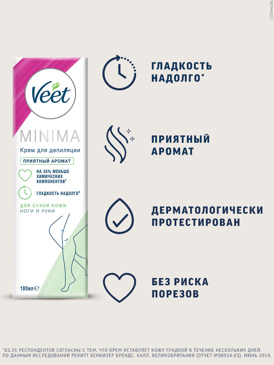 Крем для депиляции Veet MINIMA для сухой кожи, для руг и ног, 100 мл — фото 1