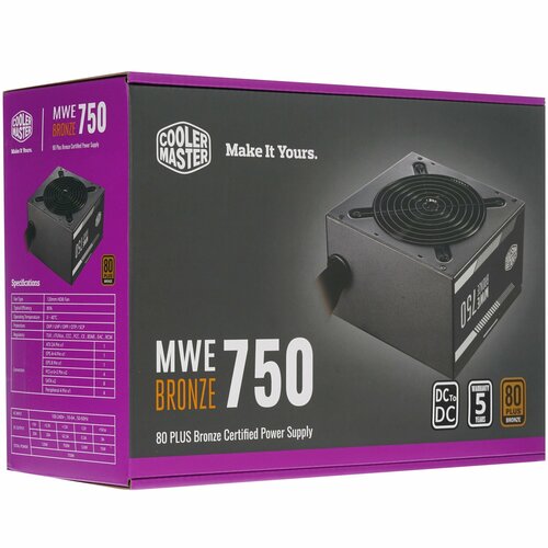 Блок питания Cooler Master MWE Bronze 750 V2 черный 6526₽