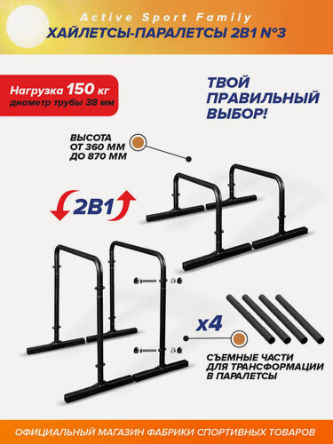 Изображение товара Брусья напольные для отжиманий хайлетсы / Absolute Champion черные