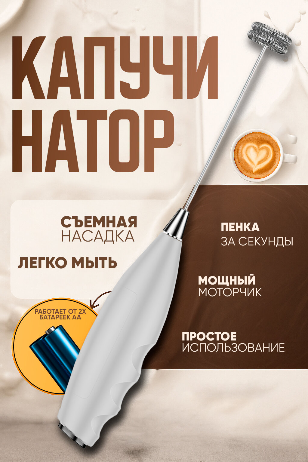 Капучинатор / Вспениватель для молока / Мини-миксер / IBRICO
