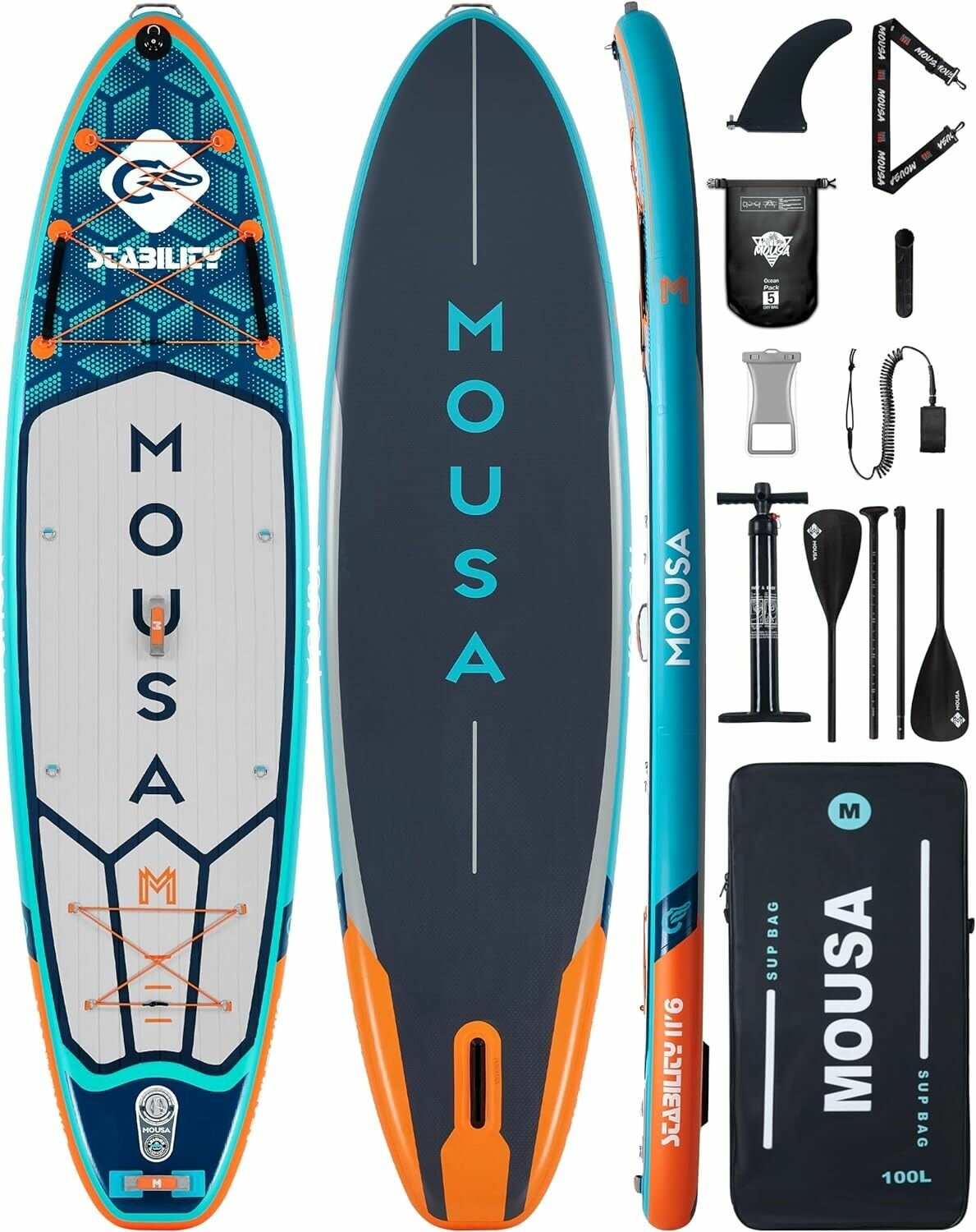 Надувная SUP-доска MOUSA Crocodile ORANGE 11'6