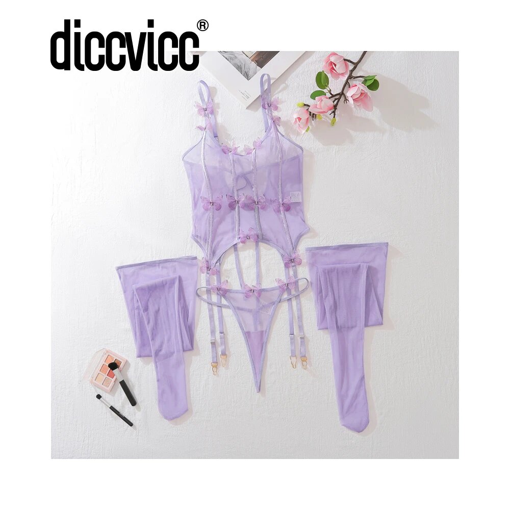 Комплект нижнего белья DICCVICC, размер M, сиреневый