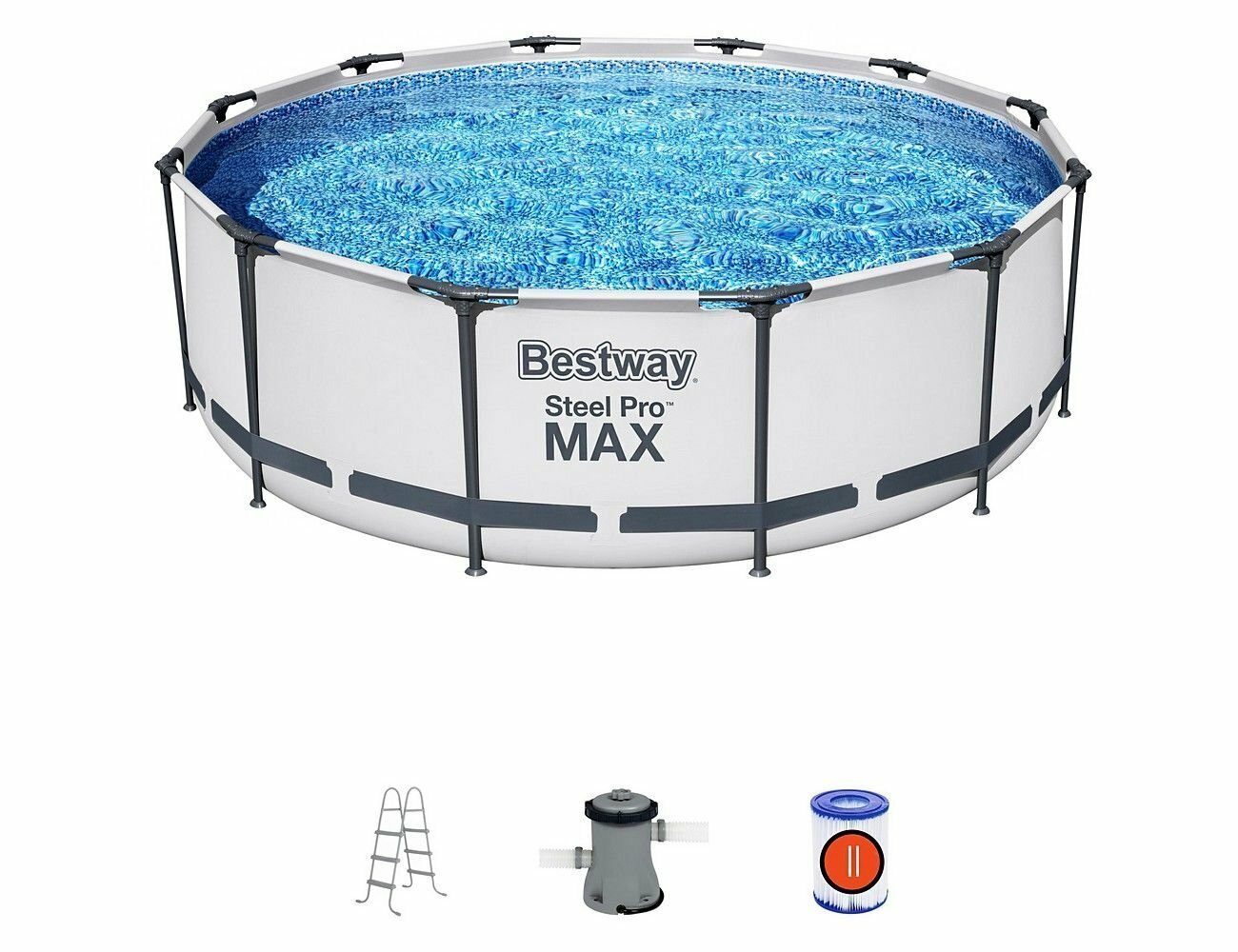 Бассейн каркасный Bestway Steel Pro Мах 366 х 100 см + фильтр-насос + лестница 56418