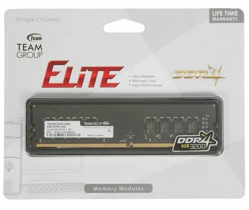 Оперативная память Teamgroup T-Force Elite (TED48G3200C2201) DIMM DDR4 8 ГБ - 1 шт, 3200 МГц