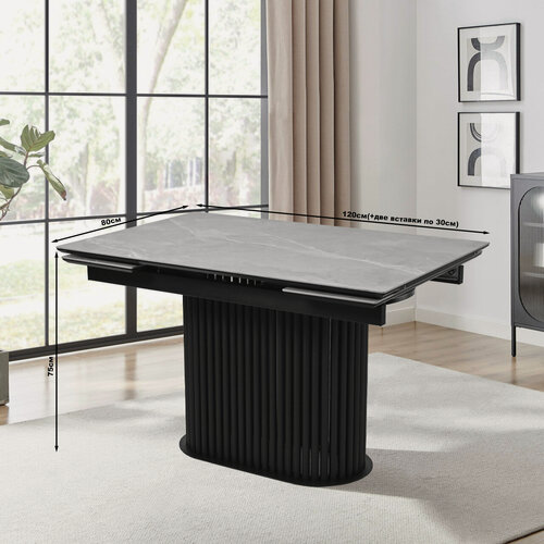 Изображение товара Стол обеденный керамогранит Триумф 120х80х75см. (180см. длина в разложенном виде).