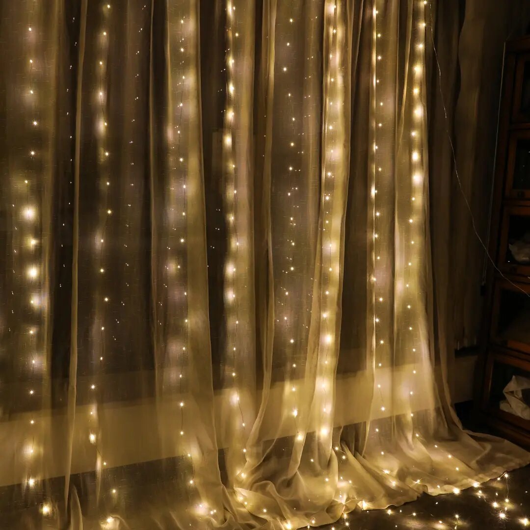 Электрогирлянда Auralight Утренняя роса 6x3 м 450 ламп теплый желтый цвет света 8 режимов работы