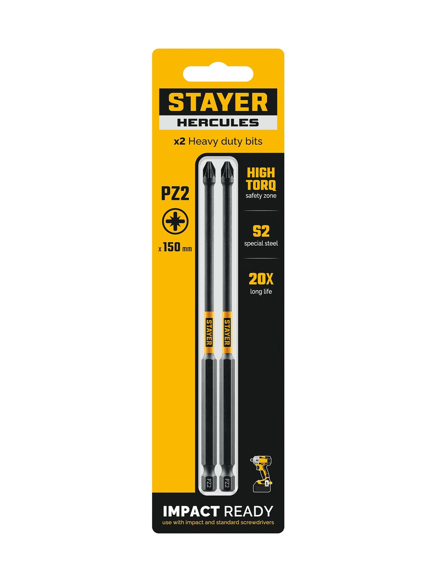 Биты STAYER PZ2 150мм 2шт 26233-2-150-2