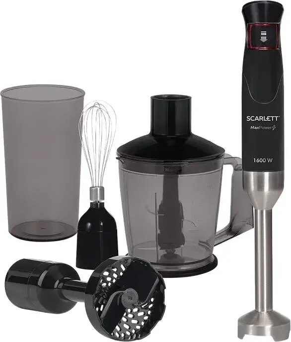 Блендер Scarlett SC-HB42M35 (черный), 1600 Вт, стальная нога, плавная регулировка скорости