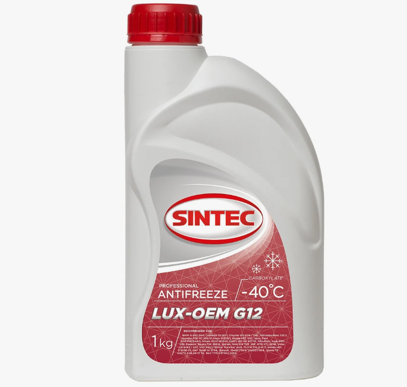 Антифриз Sintec LUXE G12+ готовый -40 красный 1 кг
