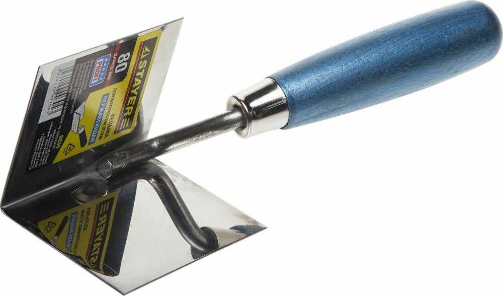 Кельма STAYER 80х60 мм нержавеющее полотно деревянная рукоятка внутренние углы Professional 0836