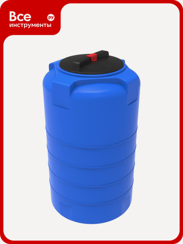 Изображение товара Емкость Экопром T 200 107.0200.601.0, легко, пищевой вертикальный резервуар с крышкой из синего полиэтилена круглой