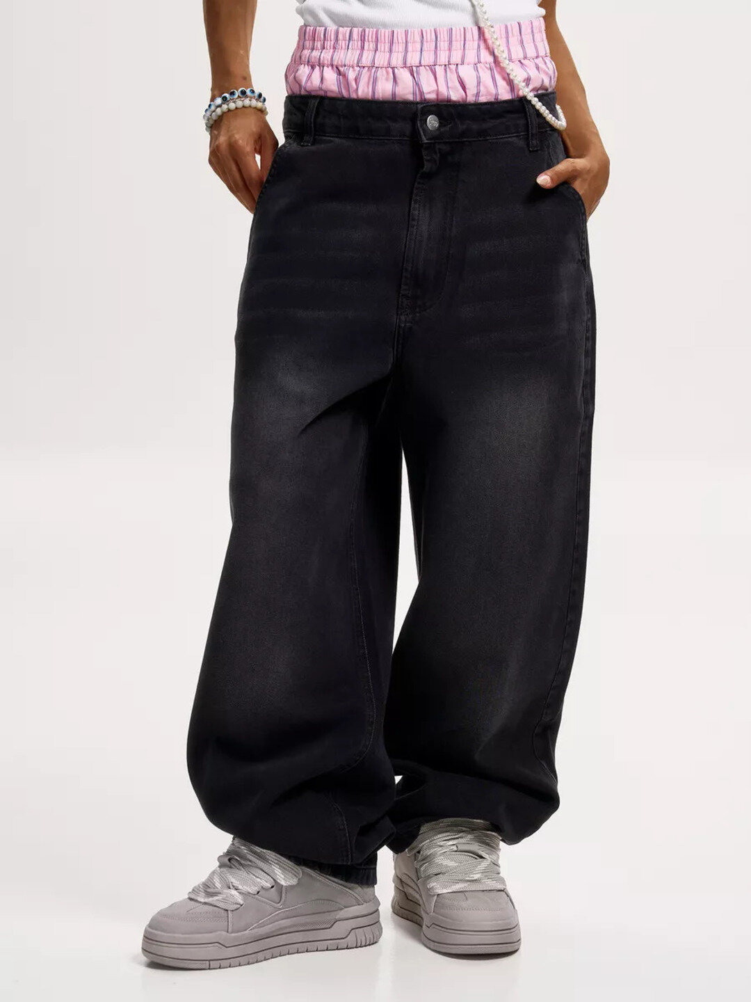 Джинсы багги F17 JEANS, размер 32 US (46-48), черный