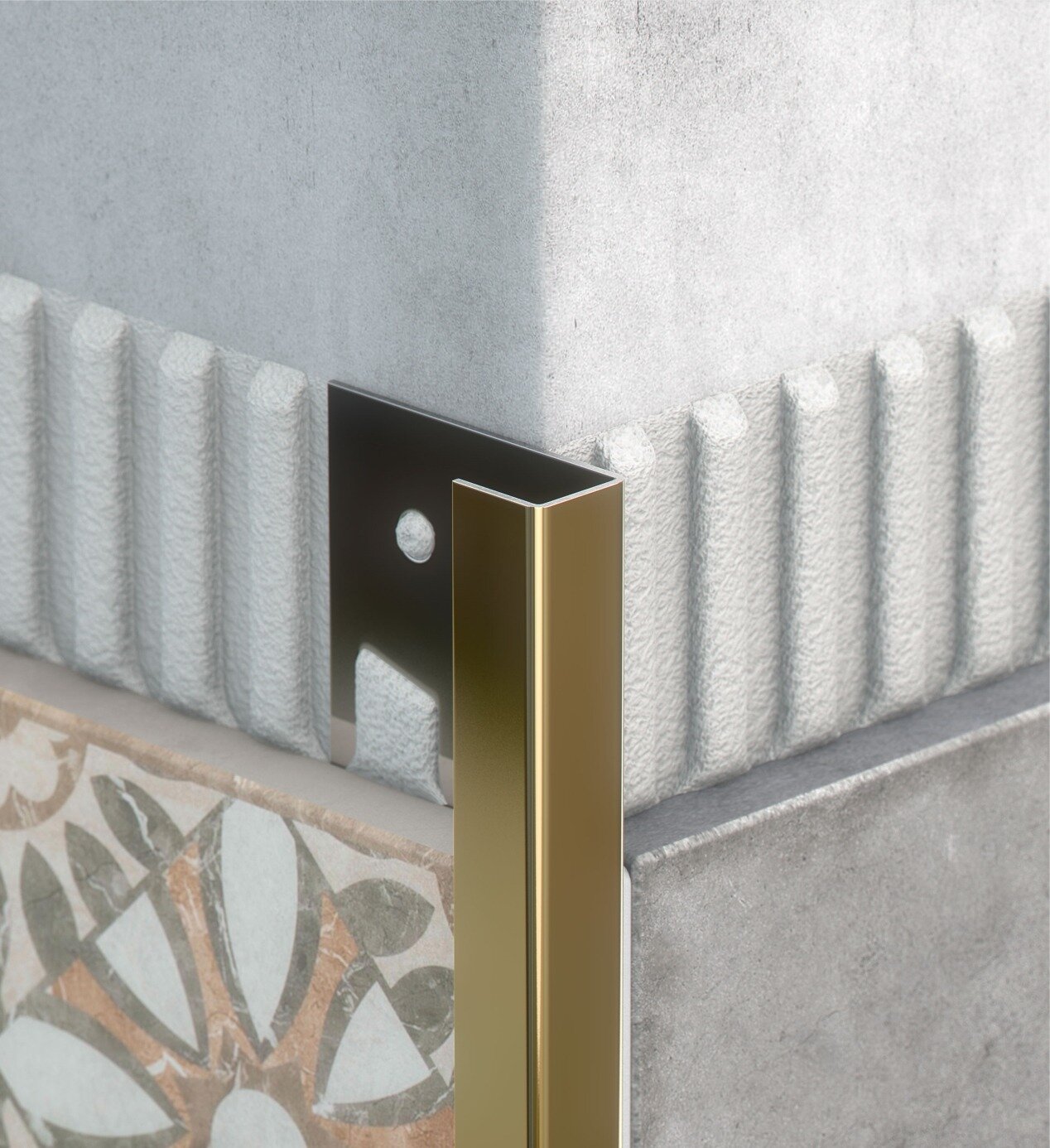 С-образный профиль для плитки нержавеющая сталь под золото/латунь полировка 8*3000 мм