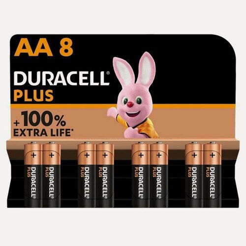 Изображение товара Батарейка DURACELL PLUS AA, 8 штук (8 батареек в упаковке)