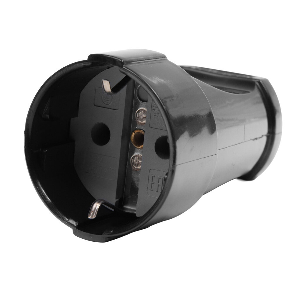 Розетка штепсельная Volsten S1 MZ12 Black чёрная с заземляющим контактом 16А