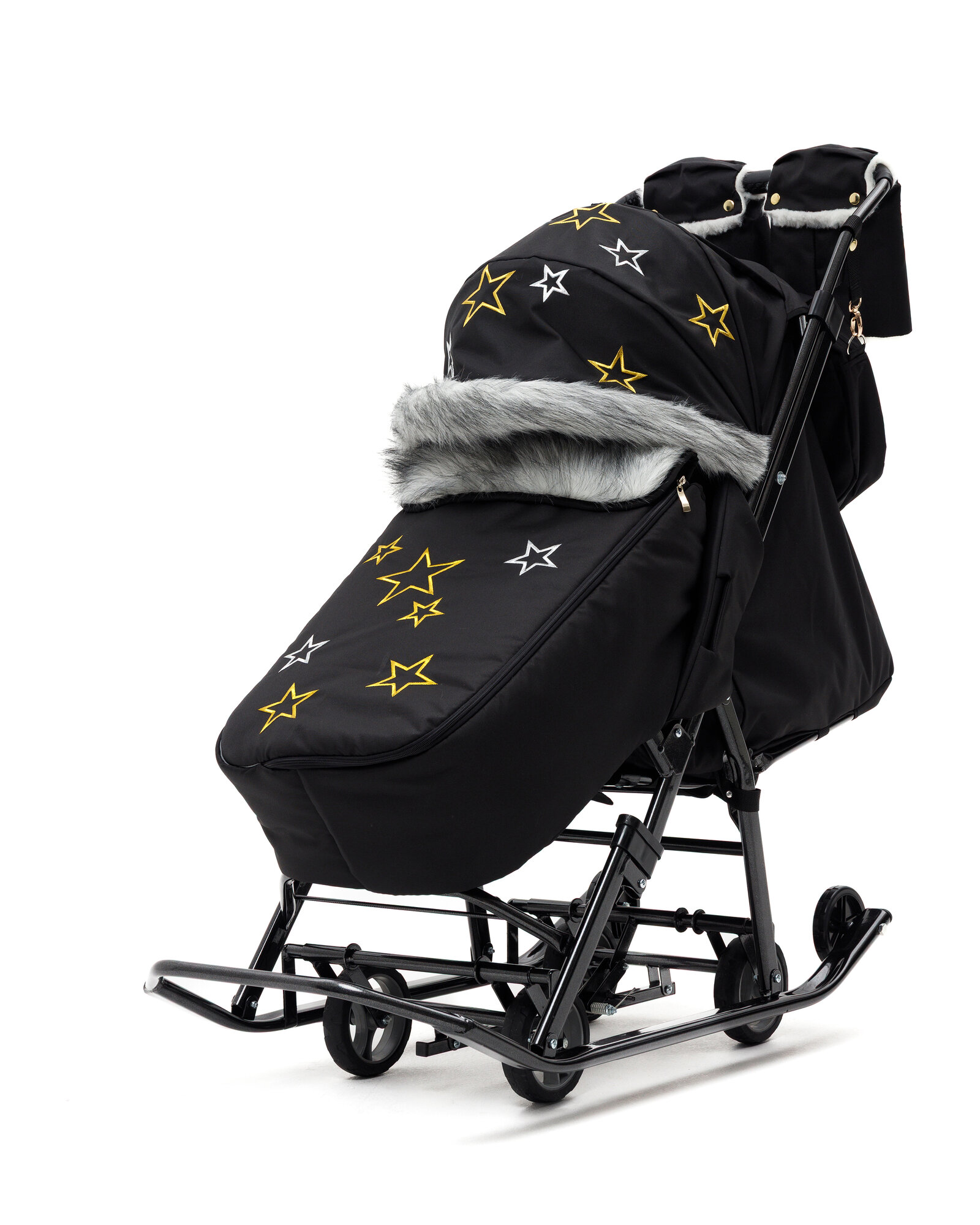 Санки коляска детские зимние Pikate "Limited Edition", спинка механическая, бампер.