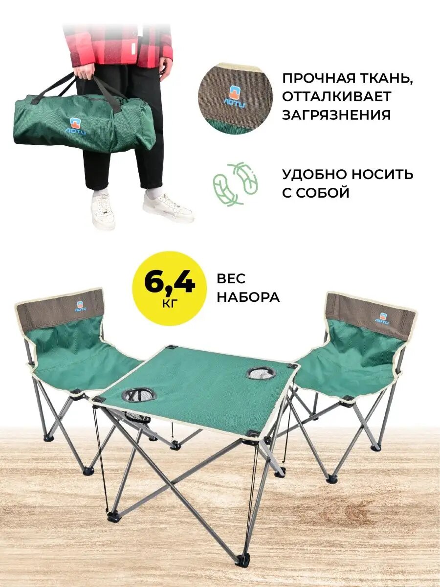 Туристический стол со стульями, походный туристический стол со стульями — фото 1