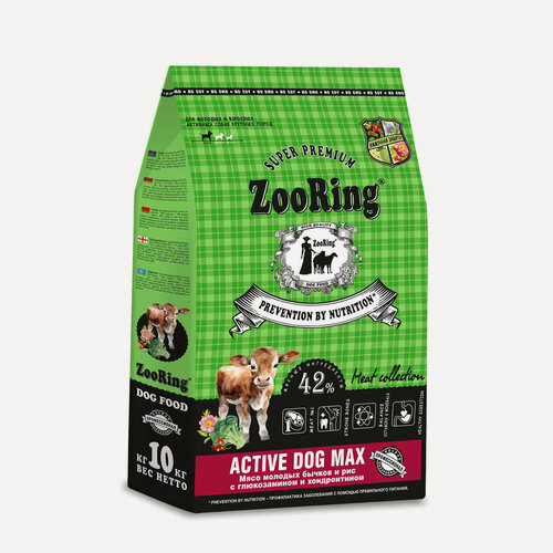 Изображение товара Zooring ACTIVE DOG для крупных собак Мясо молодых бычков и рис с хондрозащитными агентами 10кг