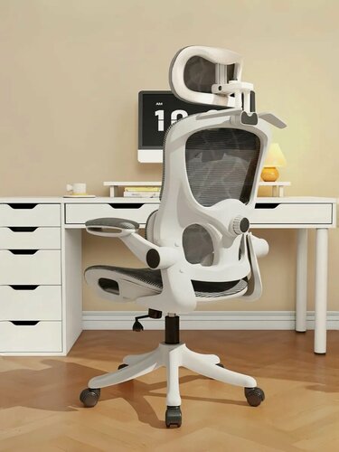 Изображение товара Кресло офисное сова на балконе, с механизмом качания и 3D подголовником, серое