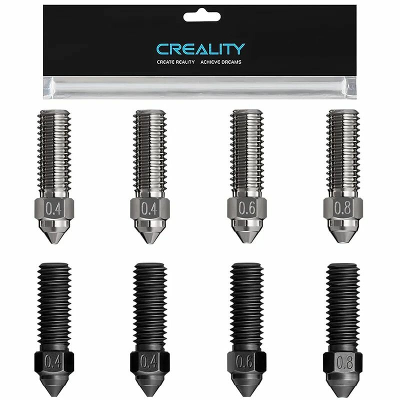 Комплект сопел Creality K1, медный сплав/закаленная сталь, 8 шт, 0,4/0,6/0,8 мм